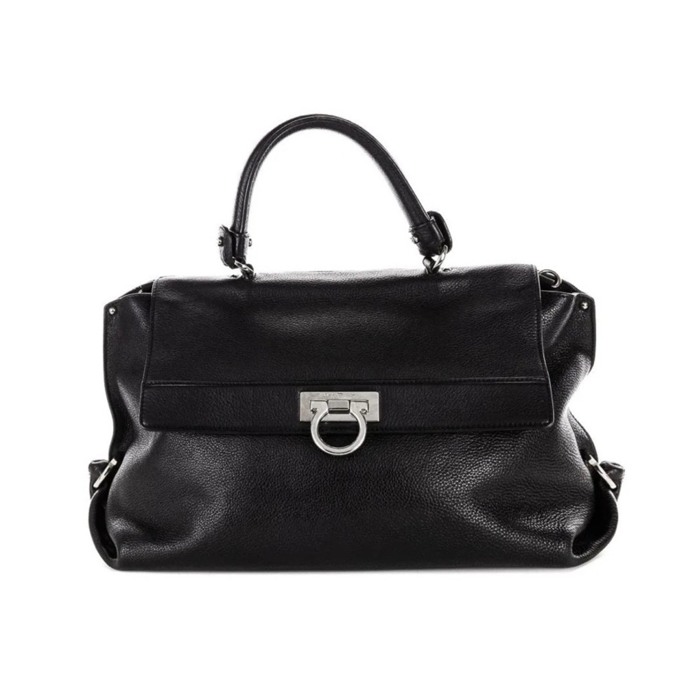 Salvatore Ferragamo Sofia Top Handle Black Leather Bag